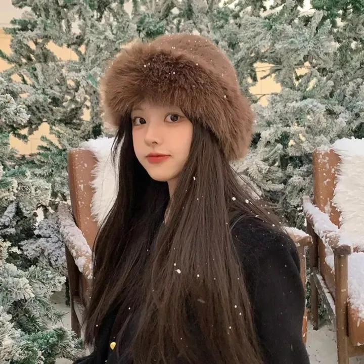 Fashion%20Headwear%20Fluffy%20Fur%20Winter%20Hat%20Solid%20Color%20Thicken%20Bucket%20Hat%20Plush%20Cold%20Windproof%20Berets%20Chrismas%20s%20-%20Image%203