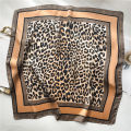 Fashionable 70*70cm Leopard Print Scarf For Women Spring/summer Soft Satin Borders Square Bandana Sun Protection Shawls. 