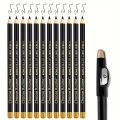 12pcs black/borwn/dark brown eyebrow pencil sharpener Eyebrow Pencil with Sharpener eyebrow line lasting.