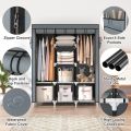 Portable Closet Wardrobe for Hanging Clothes with 2 Hanging Rods and 8 Storage Organizer. 
