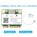 Dual Band Mini Pcie RTL8822CE 1200Mbps WiFi Card Bluetooth 5.0 Wireless Adapter 802.11ac WIFI dongle For Win10/11 Better 7260HMW. 