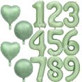 32/40inch Vintage Green Number Balloon Latex Green Balloons Set for Baby Shower s Kids Happy Birthday Party Decorations.