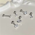 3Pairs Classic Round Cubic Zirconia Stud Earrings For Women Stainless Steel Women's Screw Earrings Tragus Piercing Jewelry .