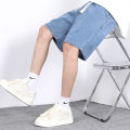 New Summer Thin Men's Denim Shorts Elastic Waist Drawstring Loose Straight Blue Casual Bermuda Jeans Short Male City Boy Y2K.