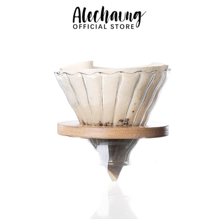 Alechaung Coffee Filter Cone, Ceramic Drip Filter Cup, Coffee Filter with 1-2 100 Sheets of Filter Paper, Controls the Flow of Coffee.
