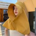Wide Brim Sun Hat For Women With Neck Face Protection Ponytail Design Shawl Hat For Beach Outdoor Travel And Photography.