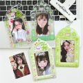 2pcs Cute Cartoon Cat Card Holder Green Tone Ins Style PVC  Idol Photo Storage Pendant. 