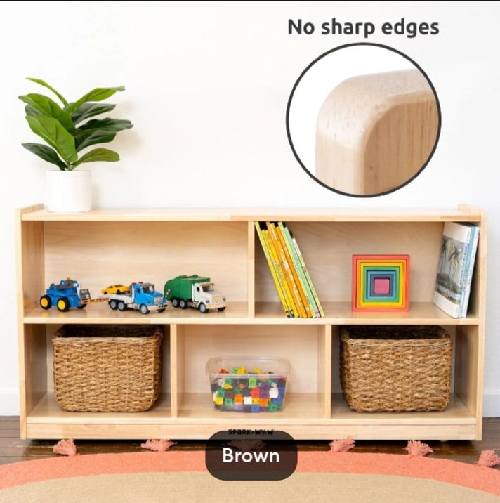 Saadron.pk 5-Compartment Solid Wood Storage Cabinet – Toy Shelf ...