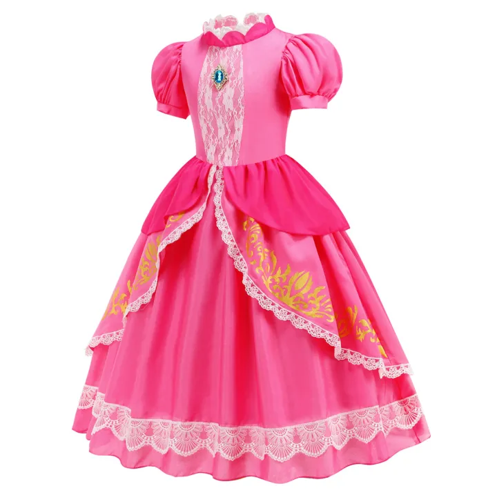 Pumber%20Bros%20Vedio%20Game%20Movie%20Cosplay%20Girl%20Peach%20Dress%20up%20Lace%20Ball%20Gown%20Princess%20Costume%20Kid%20Cute%20Halloween%20Clothing%20Frock%202-10Y%20-%20Image%203