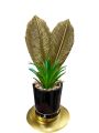 Luxurious Small Golden Metal Decorative Planter – Elegant Artificial Succulent in Black Glossy Pot for Homedecor, Room, drawingroom, Eid, Ramdan, Office, and Tabletop Décor, Modishbazar.. 
