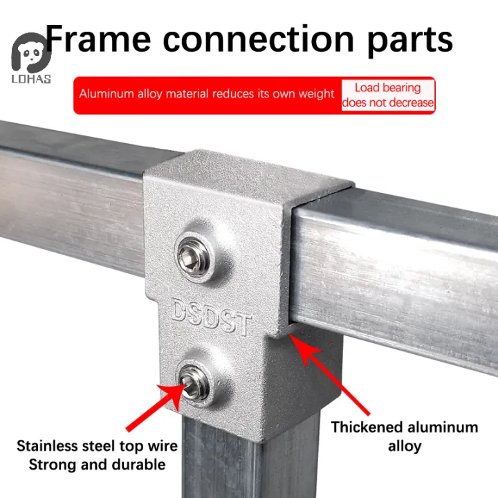 Elbow Racking 1Pcs Square Tube Connection Piece Aluminum Alloy Elbow Three-way Square ...