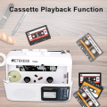 Retekess TR606 White Cassette Playback Radio FM/AM Portable  Voice Recorder Support Built-in/External Microphone Recording USB C. 