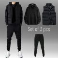 ShopMee Winter Men's Combo Pack Of Half Jacket,Hoodie And Jogger Set. 