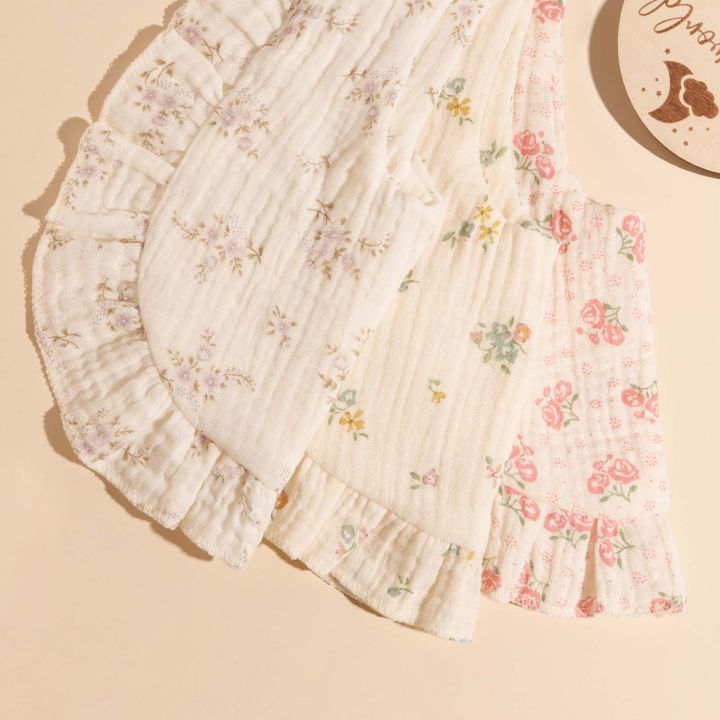 3pcs%20Hot%20Sell%20Children's%20Feeding%20Bib%20Set%20%20Cotton%20Muslim%20Baby%20Comfortable%20Drool%20Towel%20%20Ruffle%20Snap%20Button%20Infant%20Burp%20Cloth%20%EF%BB%BF%20-%20Image%204