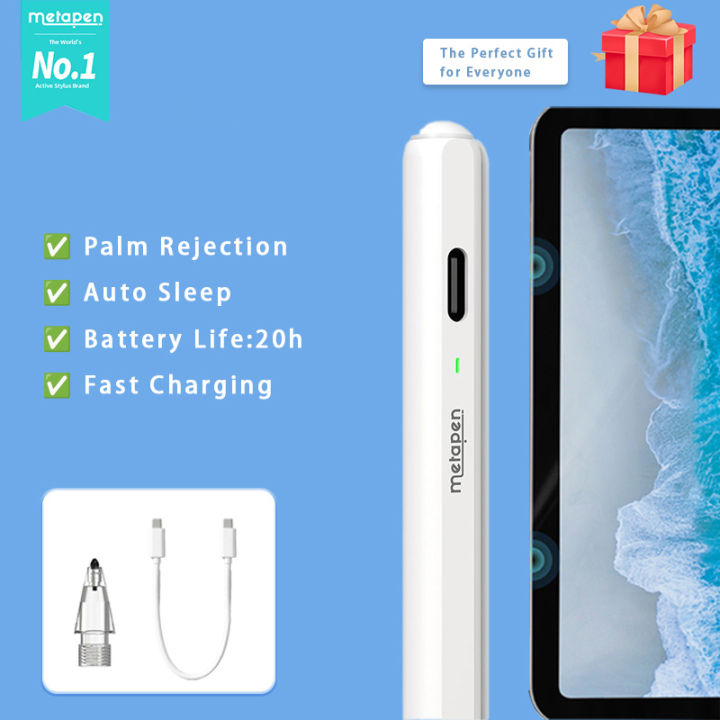 Metapen Air8 Pro for Pencil 2018-2026 Ultra-Quiet,2X Fast Charging,Palm Rejection Stylus Pencil for iPad Pro13, Air5