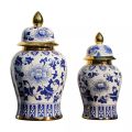 Blue and White Porcelain Ceramic Storage Jar General Jar Vintage Chinese Handmade Tea Pot Handicraft Ornaments Home Decoration. 