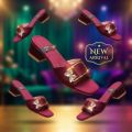 Stylish Fancy Block Heels Slippers for Women | Premium Butterfly Buckle Bridal & Party Wear Sandals for Ladies. 
