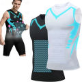 Men's Slimming Vest Ionic Compression Shirt Ice-Silk Cooling Body Shaper Tank Top Tummy Control Quick-Dry Fitness Shirts. 