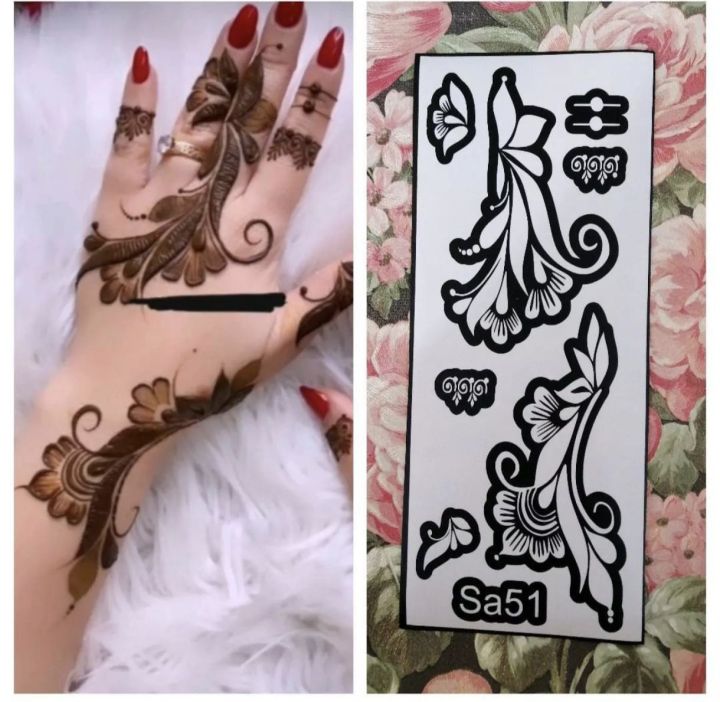 Full Hand Mehndi Stencil Design Full Hand Set | Henna Tattoo Stencil for Women, Girls and Kids | Easy to use in just 4 Steps | Mehandi stickers