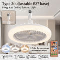 2-in-1 E27 Socket Fan Light Remote Control 85-265V Energy Saving Silent LED Ceiling Fan for Bedroom Kitchen Living Room.