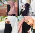 Elastic Half Naqab Patti Hijab for Women | Single Layer Chiffon | Free Size. 