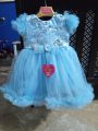 beautiful sky blue dress for girls with cancan attached fancy dresses for kids frock and trouser full suit for baby girl. 