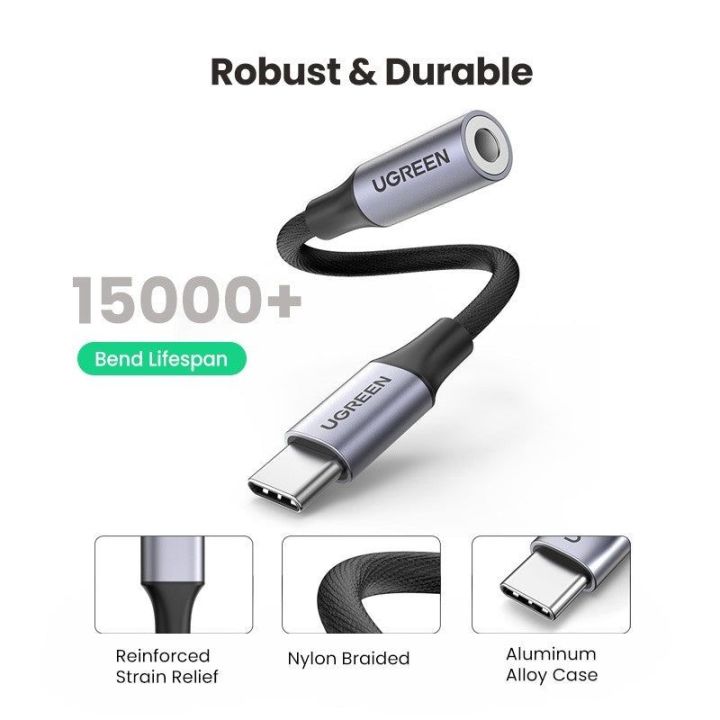 UGREEN%20USB%20C%20to%203.5mm%20Headphone%20Adapter,%20Type%20C%20Dongle%20Audio%20Jack%20Converter%20with%20DAC%20Chip%20Compatible%20for%20Galaxy%20Note20%20Ultra/Note20/S20/Note10/S10,%20Pixel%204%203%202%20XL,%20,%20OnePlus%20and%20More%20-%20Image%202