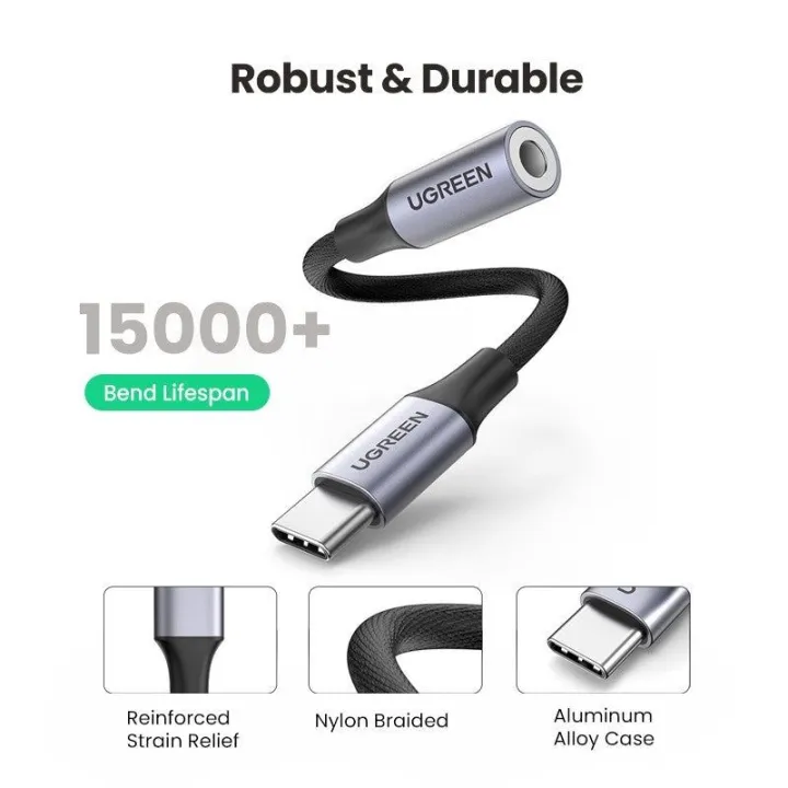 UGREEN%20USB%20C%20to%203.5mm%20Headphone%20Adapter,%20Type%20C%20Dongle%20Audio%20Jack%20Converter%20with%20DAC%20Chip%20Compatible%20for%20Galaxy%20Note20%20Ultra/Note20/S20/Note10/S10,%20Pixel%204%203%202%20XL,%20,%20OnePlus%20and%20More%20-%20Image%202