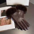 Womens PU Leather Gloves for Cold Weather Winter Warm Gloves with Faux Fur Trim Cuff Thermal Lining Party Gloves.
