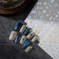 Random 5pcs Gold Silver Nail Art Decal Stickers Mixed Shapes Design Self-adhesive Sticker Acrylic Manicure Decorations Accessory. 