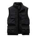 Men's New Keep Warm Fleece Work Sleeveless Jacket Slim Fit Windbreaker Fashion Many Pocket Jacket Men Winter Sleeveless Jackets.
