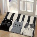 VIKAMA Striped Cartoon Cat Carpet Soft Doormat Waterproof Floor Mat Rug For Bedroom Carpet For Live Room Outdoor Carpet Home Dec. 