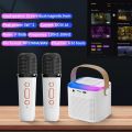 Y1 Microphone Karaoke Machine Bluetooth Speaker 5.3 System with 2 Wireless Mic RGB Light Home Family Singing Speaker Kid Gift. 