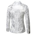 Men's Slim Fit Print Blazer Jacket 2025 Fashion Handsome Business Casual Silver Stage Show Suit Small Menswear. 