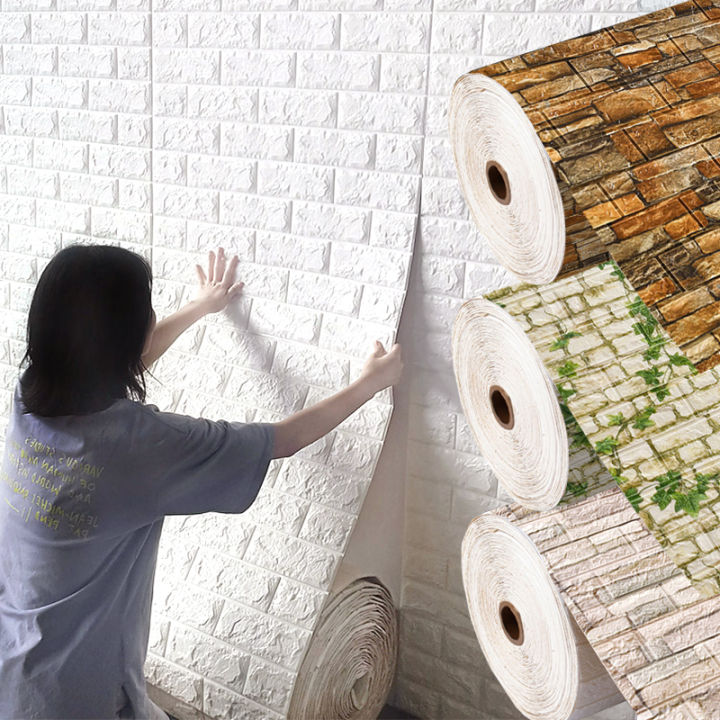 70cm*100cm 3D Brick Pattern Wall Panels Wallpaper DIY Waterproof for