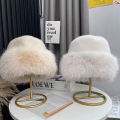 Fluffy Faux Fur Bucket Hat For Women Luxury Plush Fisherman Hat Warm Winter Hat Thicken Cold Snowy Day Panama Cap.