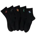 5/10 Pairs Crew Socks Cartoon Dinosaur Comfortable, Breathable, Moisture Wicking and Sweat Wicking. 