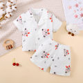 2PCS Pajama Set Cartoon Cute Pattern Short Sleeved Top+Shorts Comfortable and Soft Summer Home Wear for Baby Boy&Girl 0-3 Years. 
