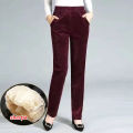 Thin & Plush Thick Casual Pants Fleece Pencil Pants Women's Corduroy Warm High Waist Pants Autumn Winter Leggings Pants Trousers.