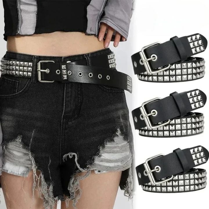Trend Rivet Belt Heavy Metal Belt Men Women Punk Nightclub Rock Style Belt Jeans Belt Y2K Belt Fashion Decoration Women' Belt