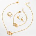 6 pcs Gold Juwelery Set women diamond gold colour wath earing necklace bracelets luxury casual Juwelery Set. 