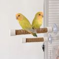 Hemp Rope Pet Parrot Wood Fork Tree Branch Stand Rack Squirrel Bird Hamster Branch Perches Chew Bite Toys Stick with Suction. 