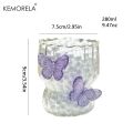 Handmade 3D Butterfly Glass Coffee Cup Elegant Striped Design with Cute Butterfly Pattern Reusable Comfortable Handle. 