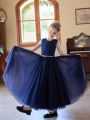 Tween Girl Elegant Romantic Royal Blue Dress Long Dress Wedding Flower Girl Pongsa Dress Birthday Party Piano Performance. 
