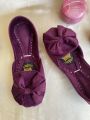 Plum Valvet Bow khussa soft double padded. 