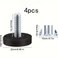 4 pcs Furniture Leveling Feet | M6 Thread, Tool-Free Install, Anti-Slip, Heavy-Duty, Height Adjustable, T-Nut | For: Home. 