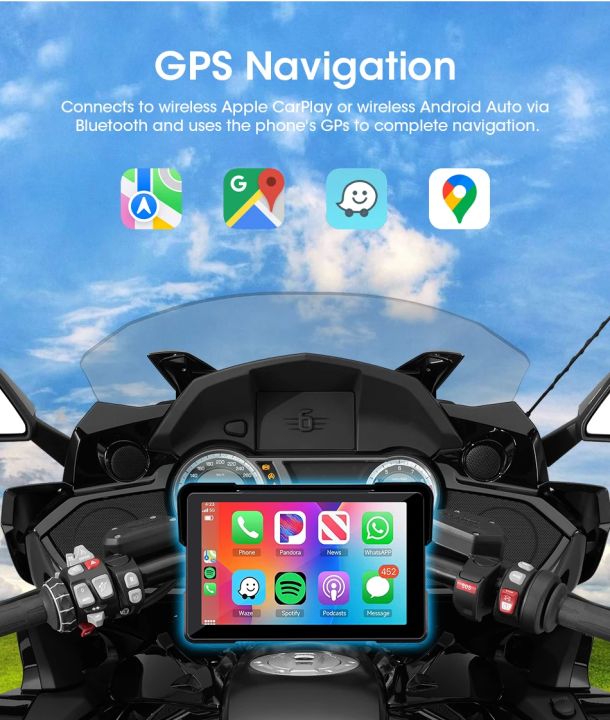 7"%20inch%20Motorcycles%20DVR%20Navigation%20GPS%20Wireless%20CarPlay%20Android%20Auto%20Portable%20Smart%20Display%20Waterproof%20IPX7%20HD%20Recording%20Camera%20-%20Image%206