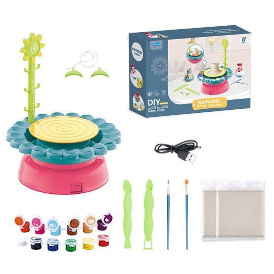 Diy Sunflower Potttery machine Electric best quality create exquisite eramic works potttery wheel for kids