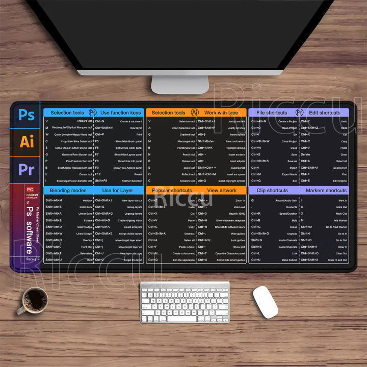 Shortcuts%20Mouse%20Pad%20Large%20Extended%20for%20Ps%20Ai%20Pr%20Final%20Software%20Big%20Office%20Keyboard%20Mousepad%20Gaming%20overlock%20HD%20Printing%20Desk%20Mat%20-%20Image%207