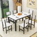 Morden Luxury design UV top dining 6 chairs table set dining room furniture table and chairs for dining room. 
